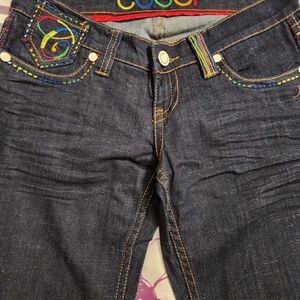 COOGI Dark Denim Jeans with Multicolor Stitching